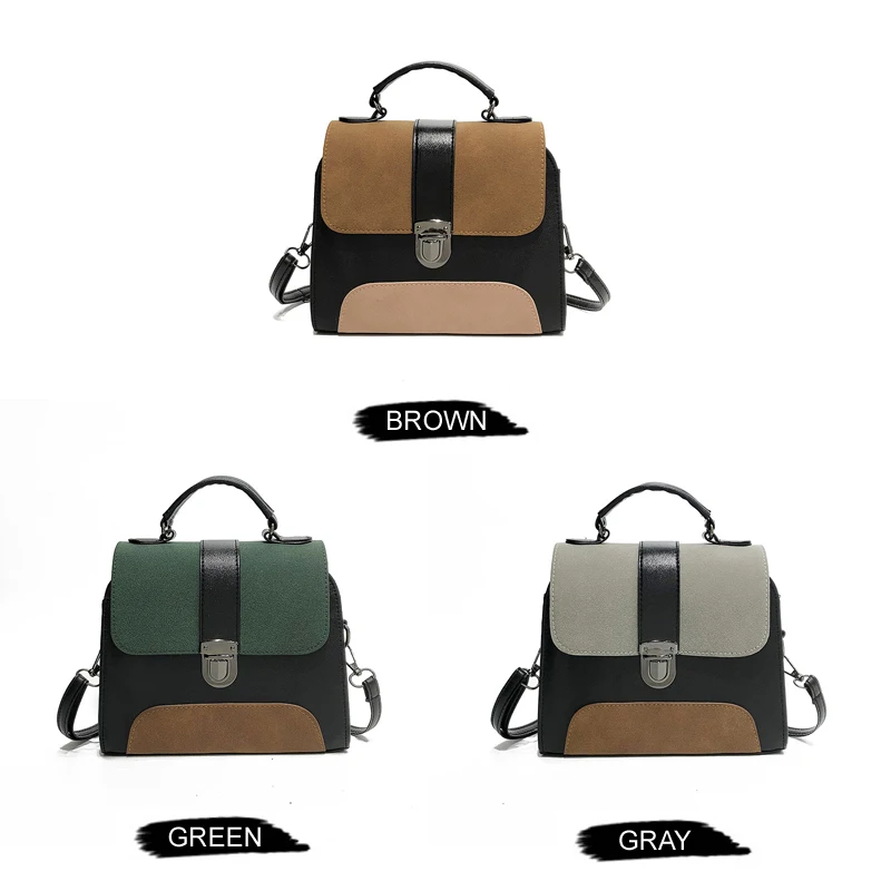 YOUSE Contrast Color Leather Crossbody Bags For Women 2021 Handbag Fashion Vintage Simple Shoulder Messenger Bag Ladies Totes