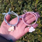 ISINYEE 2 шт.комплект 2021 милые Мультяшные магнитные браслеты для пар для женщин эластичная веревка Дружба Ювелирные изделия подарок аксессуары