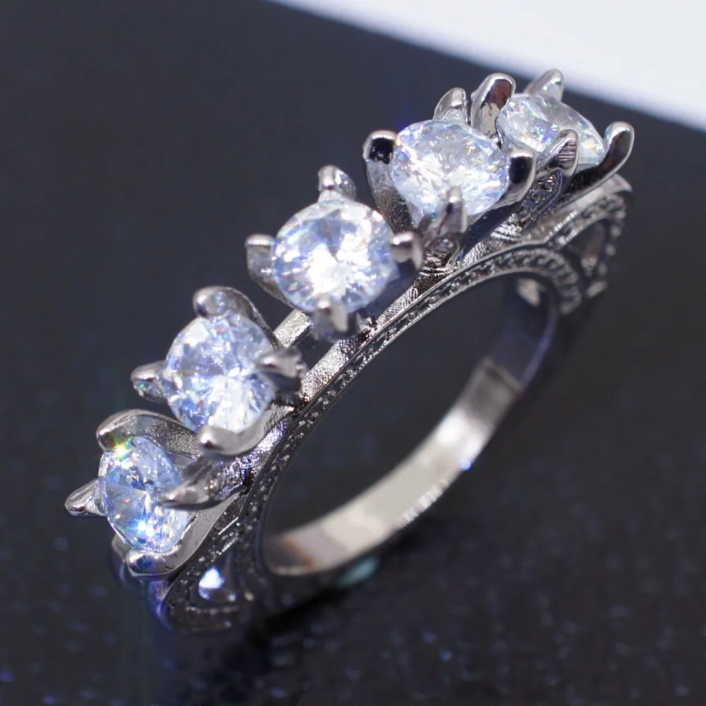 Luxury Large Crystal Filled White Geometric Stone Ring Female 925 Silver Engagement Retro Party Wedding | Украшения и аксессуары