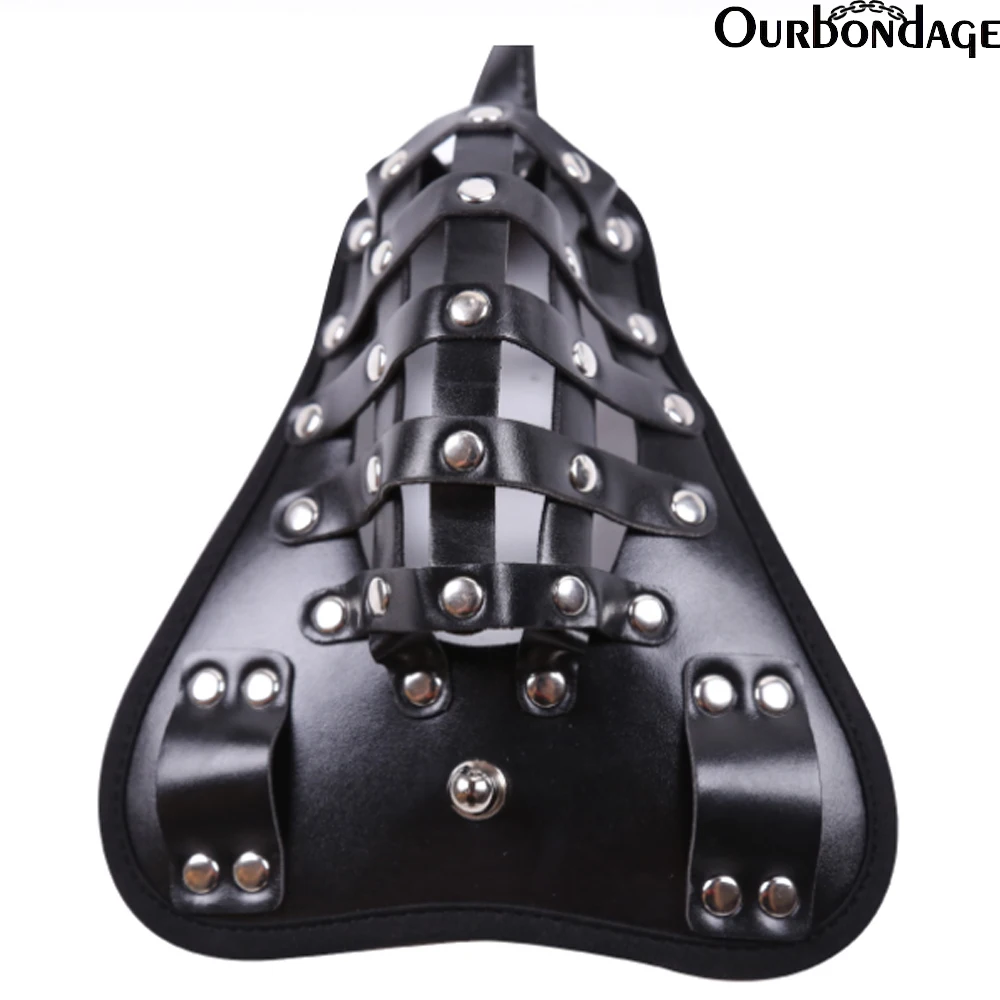 Ourbondage PU Leather Band Grid Strap Male Chastity Belt Shape Cock Cage BDSM Bondage Penis Lock Sex Toys For Men Gay | Красота и