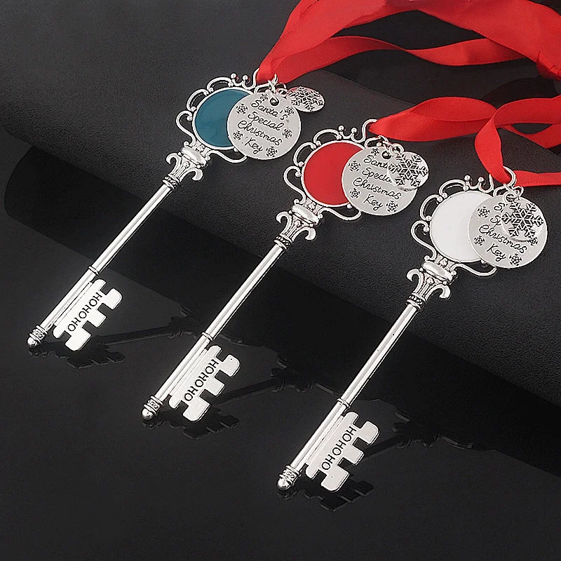 

1pc Creative Christmas Key Chain Snowflake Ribbon Key Chain Santa Claus Christmas Tree Ornament Gift|Key Chains 5 Styles