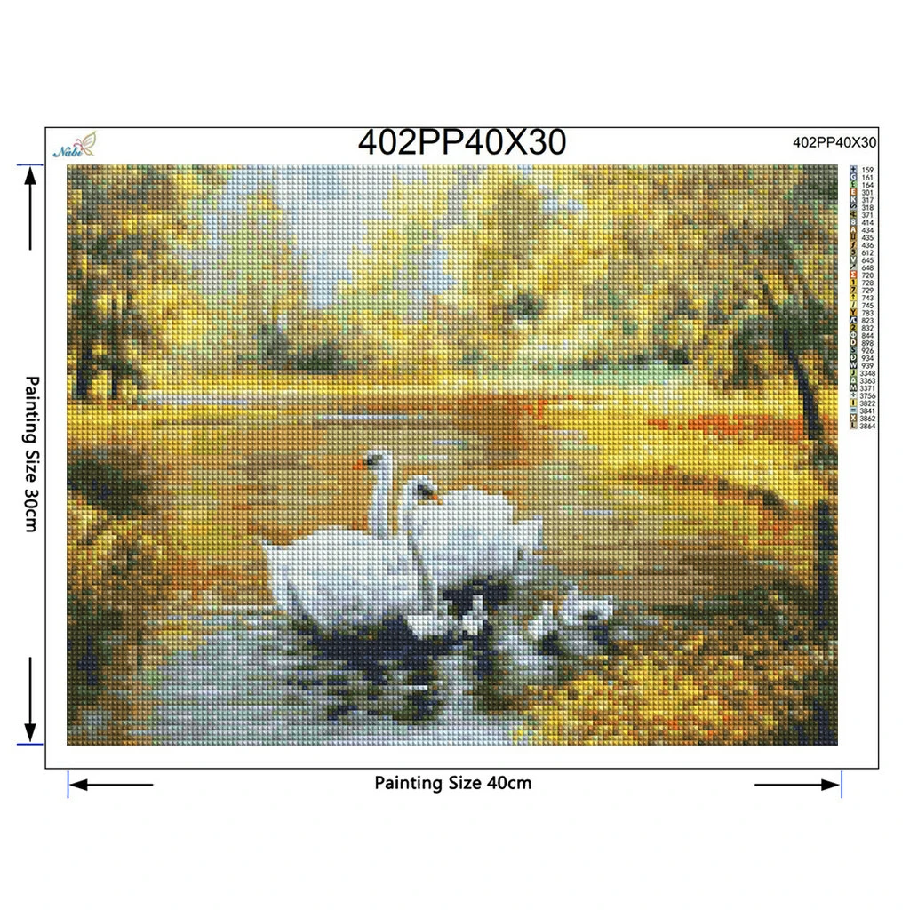 Новинка 100% полная квадратная Алмазная вышивка лебеди семейный вид картина 3D