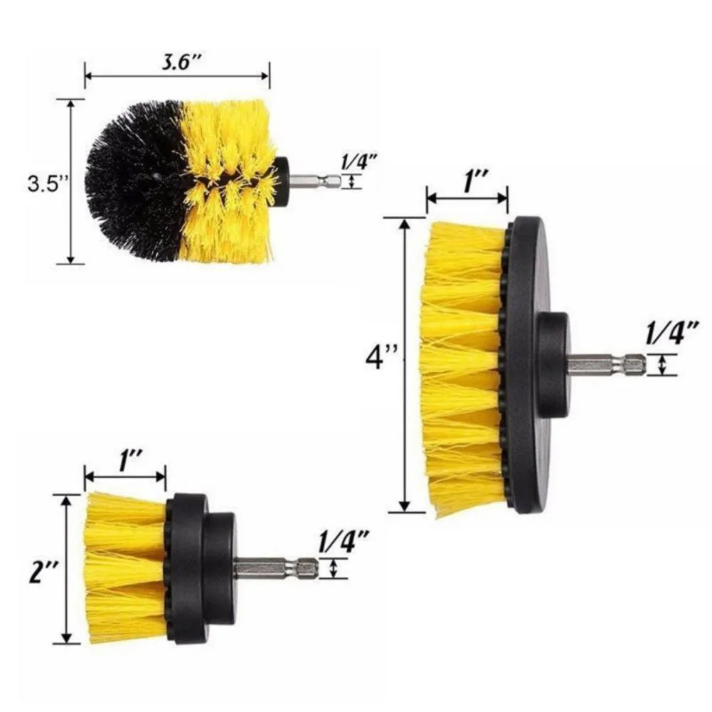 

3Pcs/Set Electric Scrubber Brush Drill Brush Kit Plastic Round Cleaning Brush For Carpet Glass Car Tires Nylon Brushes 2/3.5/4''