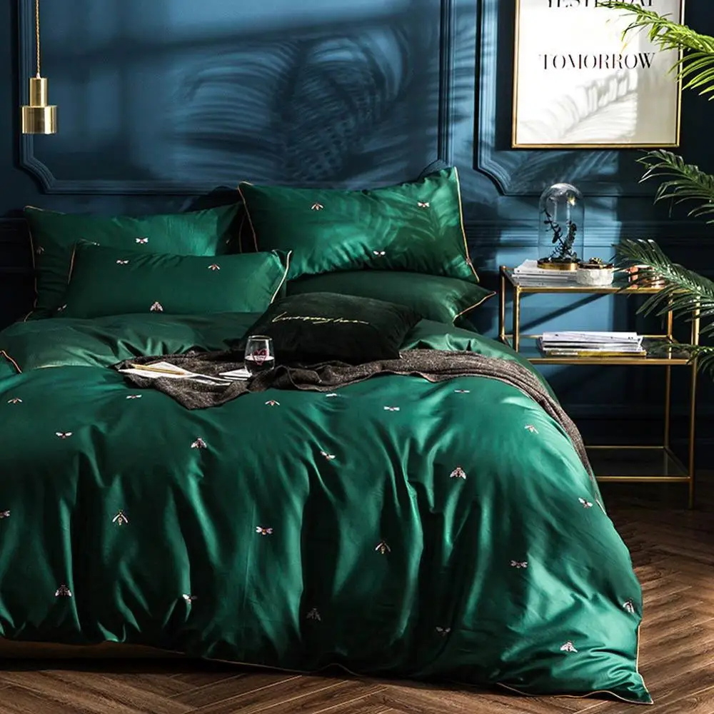 Комплект постельного белья из египетского хлопка с длинным штапером 50 зеленых