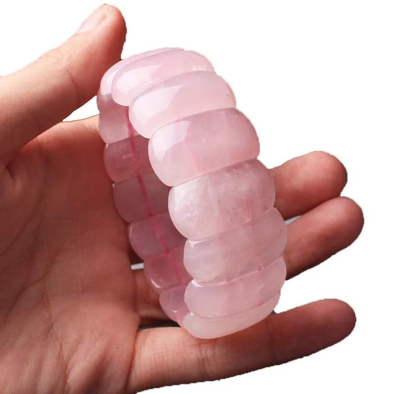 Браслет из 100% натурального камня с розовым кристаллом и кварцем винтажный