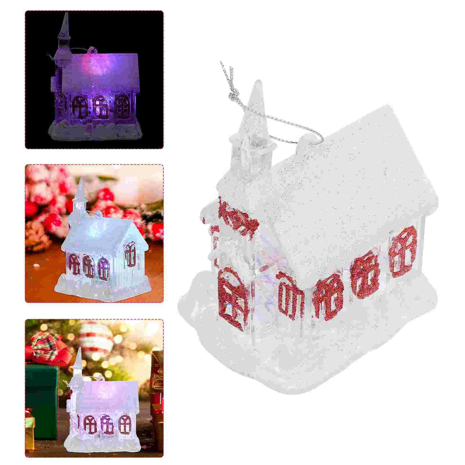 

1pc Xmas House Ornament Christmas Glowing House Prop Delicate Xmas House Craft