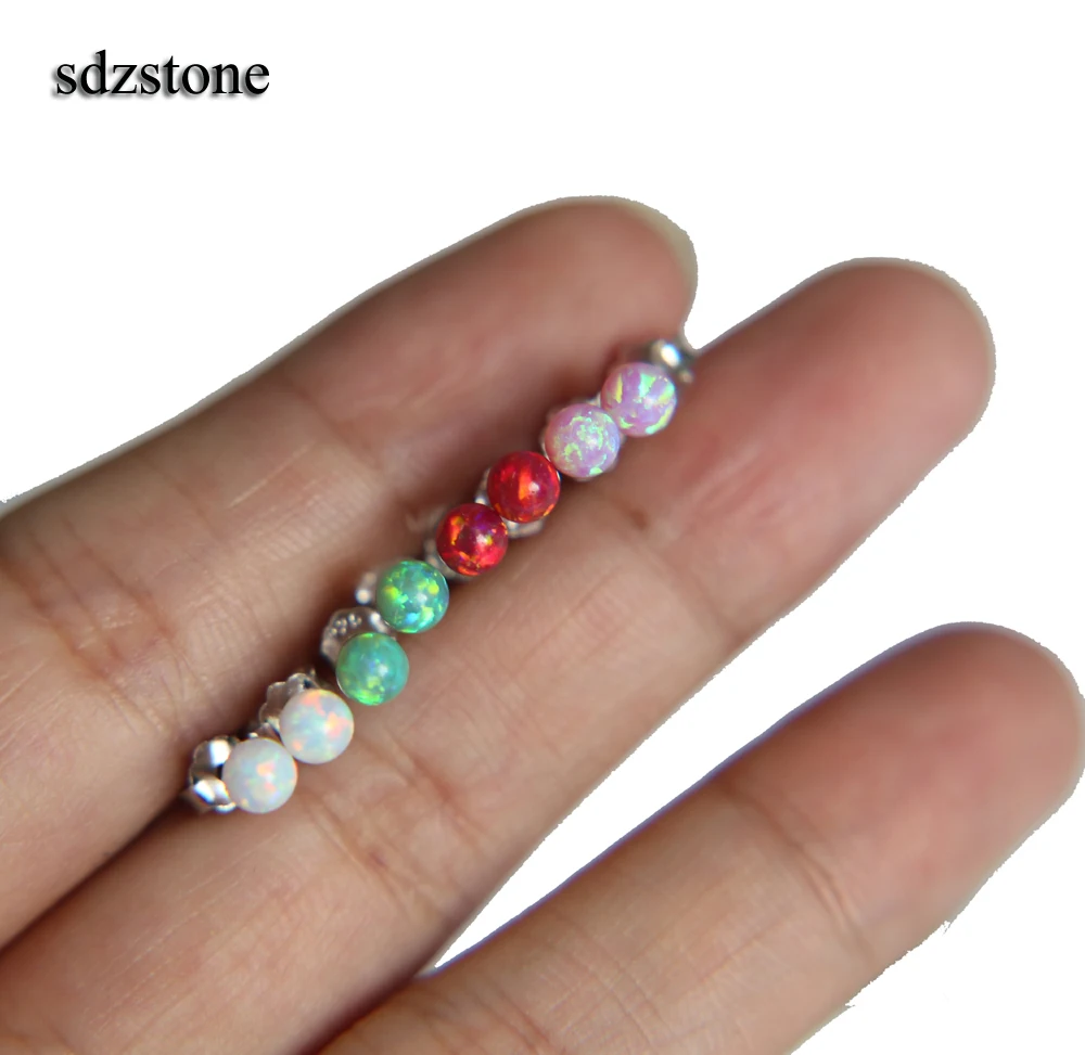 Серьги гвоздики различных цветов с опалом цвета ААА +|stone earrings|925 sterling925 sterling silver stud