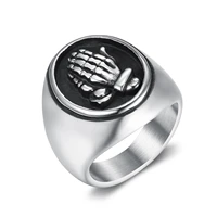 wholesale high quality unique vintage virgin mary mens stainless steel ring lucky praying hands ring