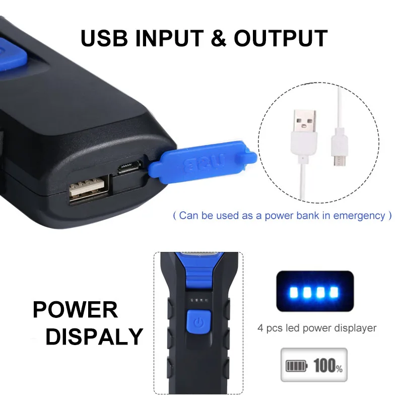 Светодиодная лампа для работы перезаряжаемая через USB ручная со встроенным