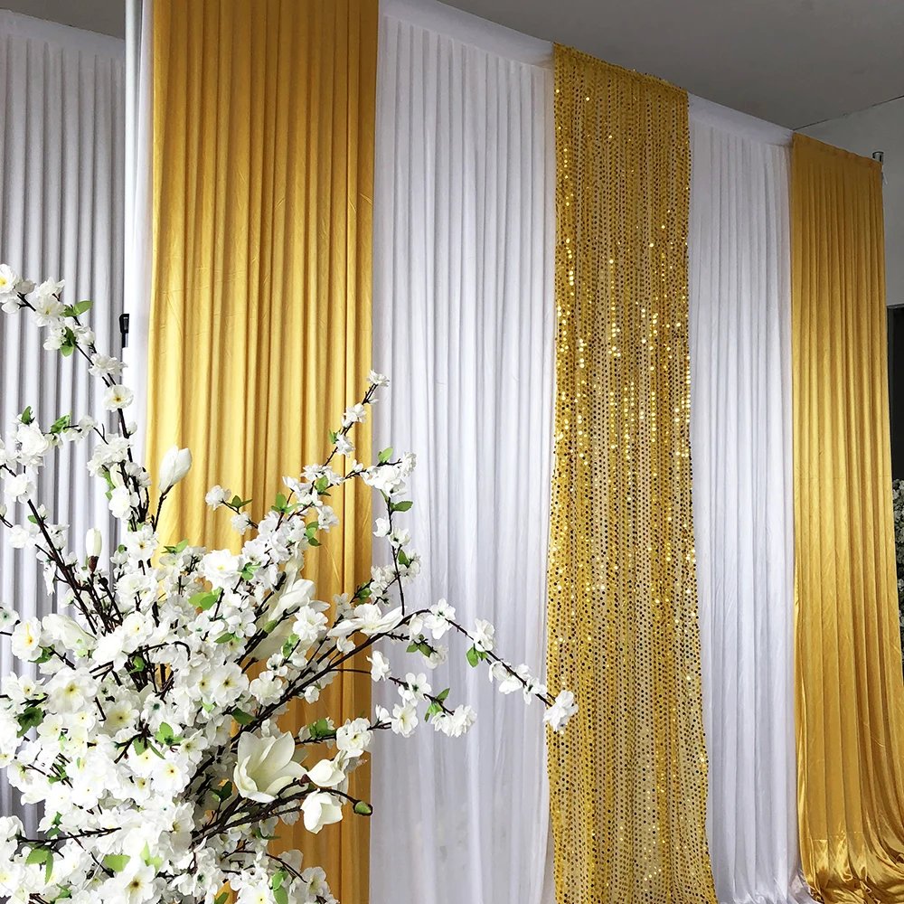 Фотофон горячая распродажа 3 м Hx мВт белый занавес с золотом из ледяного шелка