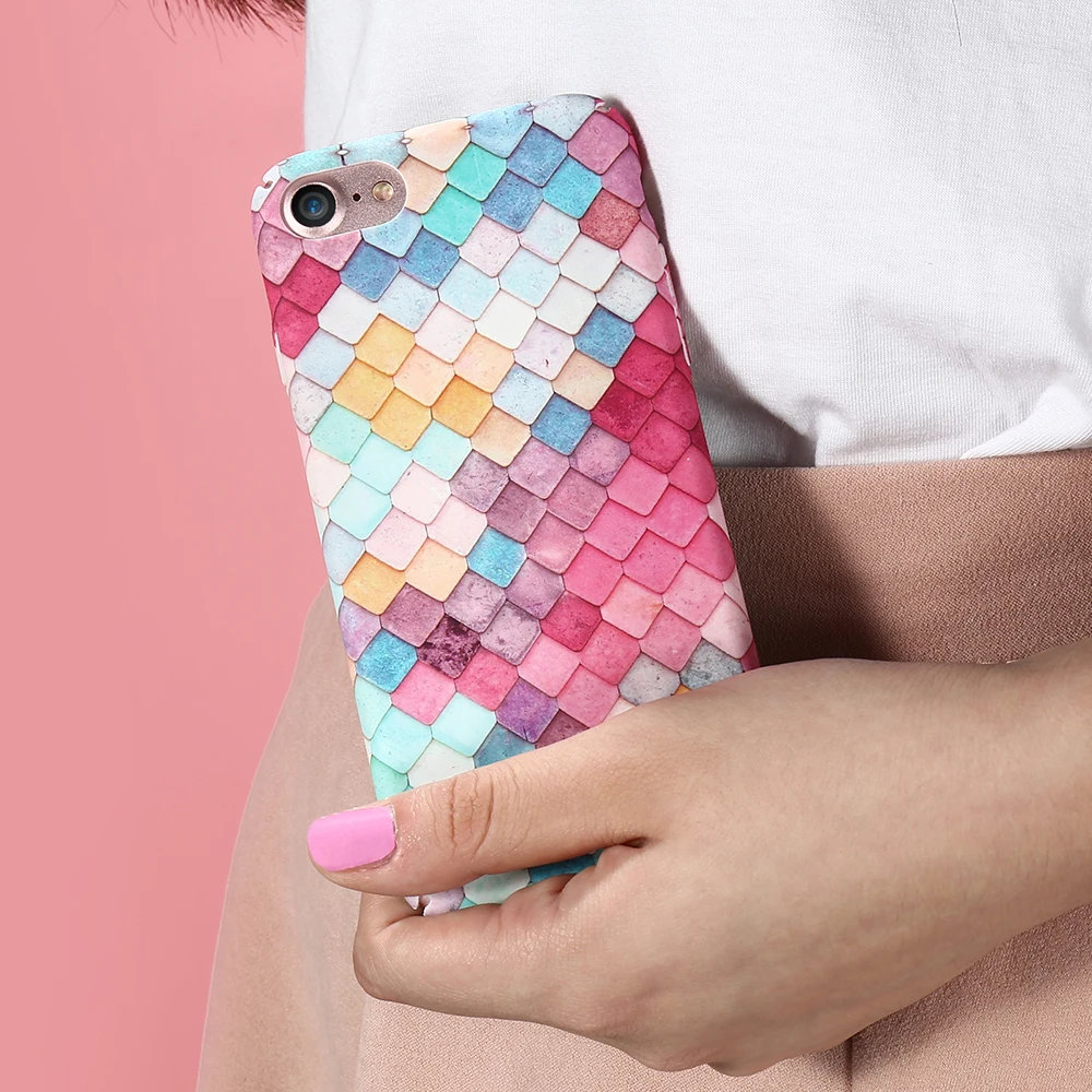 KISSCASE 3D Mermaid Case For iPhone 7 8 6 Plus Coque Scales Phone Cases X XS Max XR Good Luck for iphone plus | Мобильные телефоны
