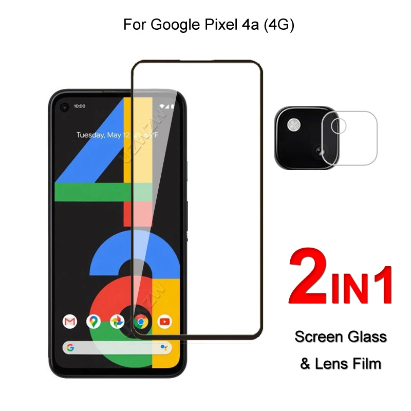 

Full Cover Glass For Google Pixel 4a Screen Protector Protective Tempered Glass Explosion Proof & Camera Lens Film