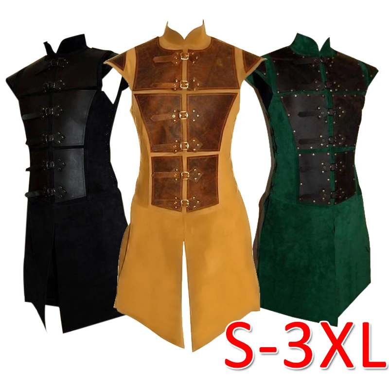 Мужской винтажный костюм из искусственной кожи без рукавов с боковой