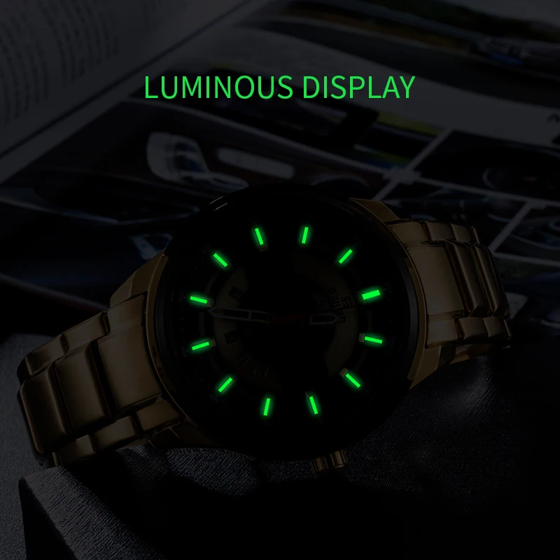 SWISH мужские часы с календарем модные спортивные из нержавеющей стали хронографом