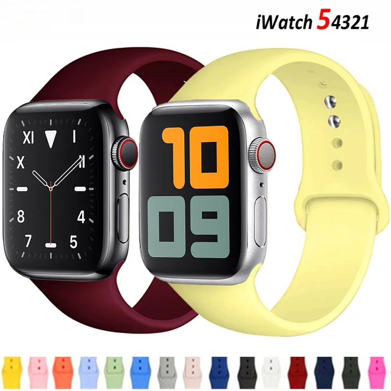 

Silicone band For Apple Watch strap 44mm 40mm 42mm 38mm 42 mm smartwatch wristband Sport bracelet iWatch serie 3 4 5 6 se strap