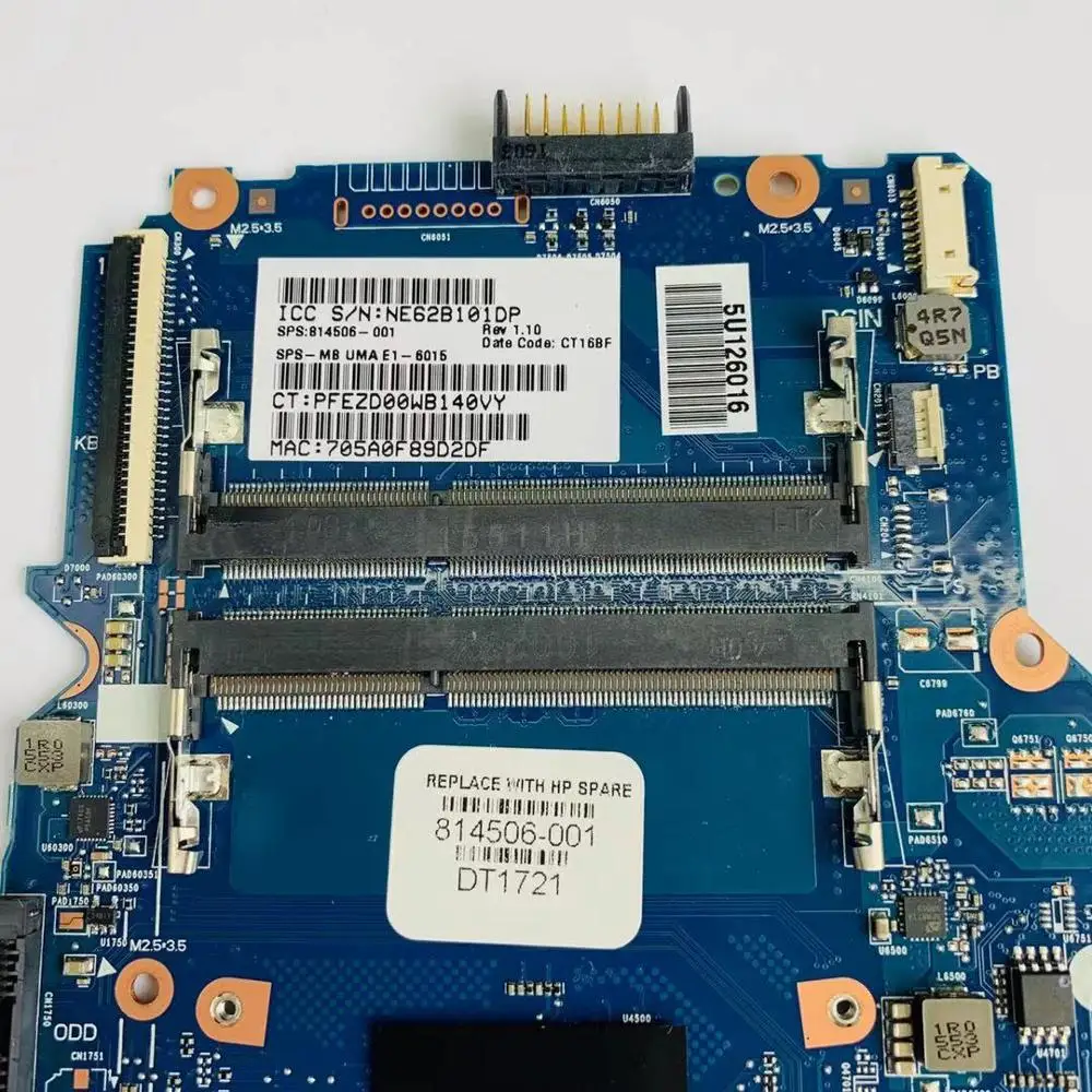 

814509-001 814506-001 laptop Motherboard For Pavilion HP 14-AF 14Z-AF 245 G5 E1-6015 CPU mainboard 6050A2731601-MB-A01