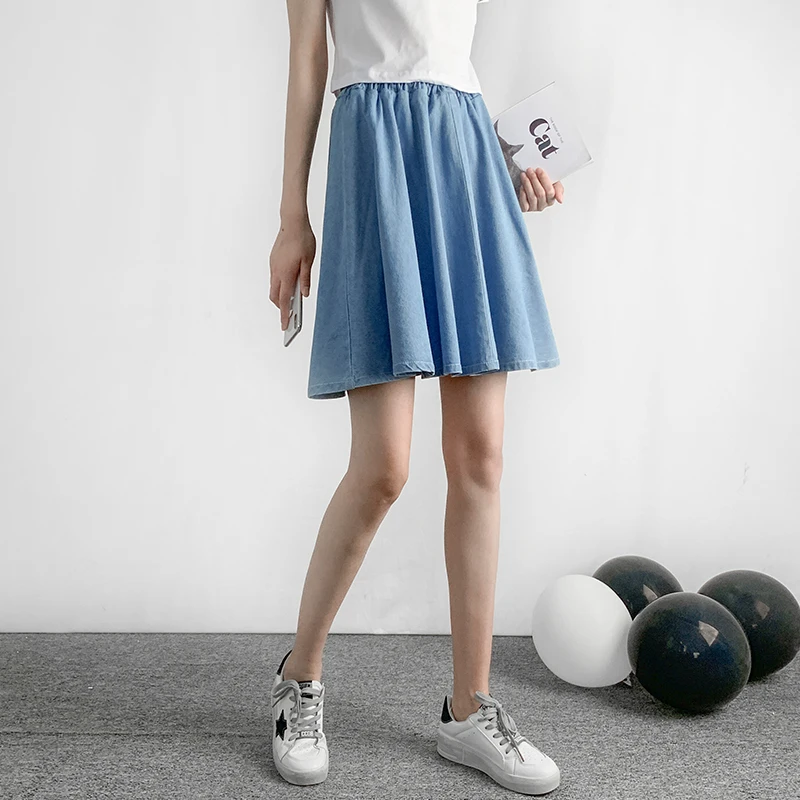 

Denim skirt women's thin large fat sister loose wide leg hot pants light skirt autumn summer plus size skirt 5XL