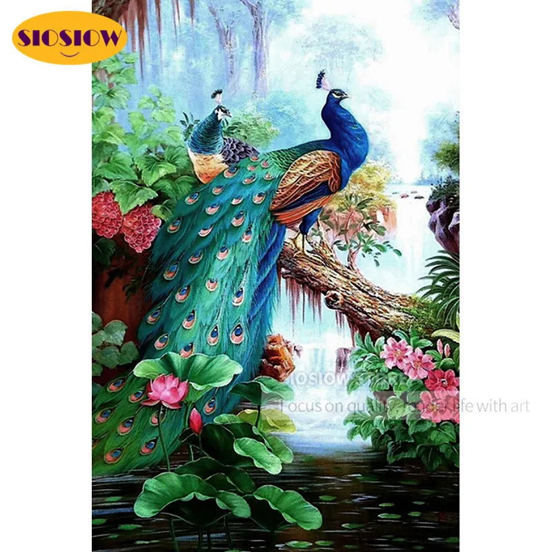 Набор для алмазной вышивки 5d сделай сам мозаика из страз с синим павлином