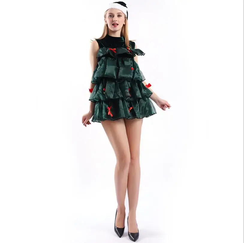 

Cosplay Adult Women Green Christmas Dress New Cute Christmas Dress Fancy Japanese Korea Holiday Party Dance Costume