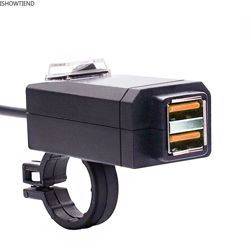 

Водонепроницаемое зарядное устройство для мотоциклов с двумя USB-портами, 12 В, 3,0