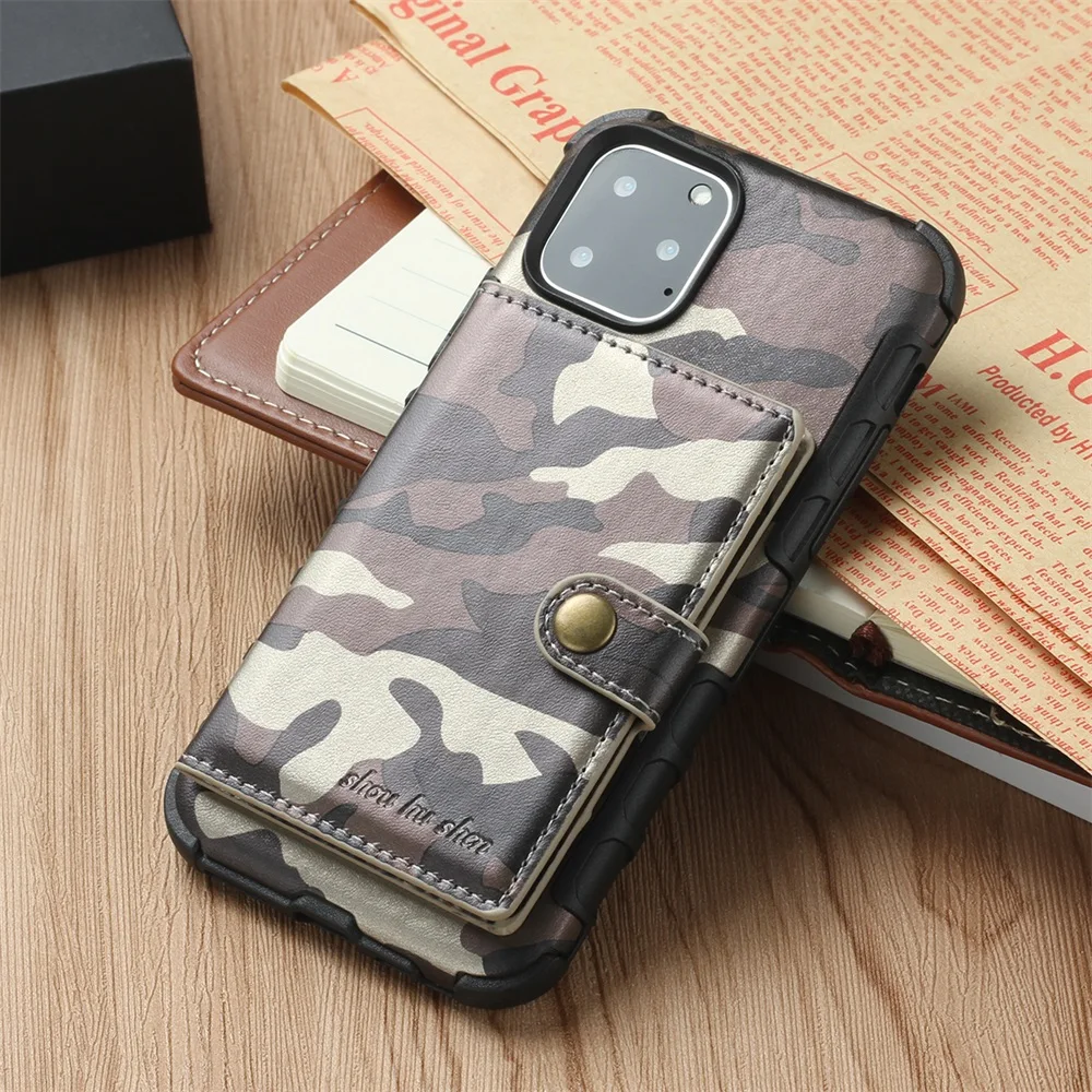 Камуфляжный чехол-кошелек для iPhone 11 Pro Max, чехол-кошелек с несколькими картами, ТПУ+ искусственная кожа, Чехол для карт iPhone 11