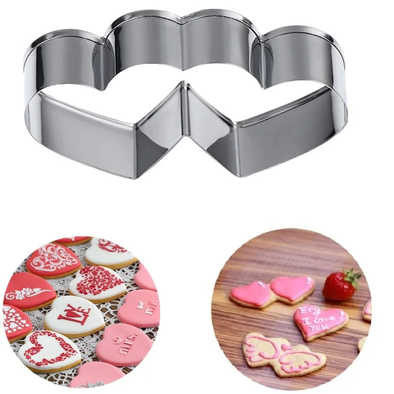 Новый прекрасный двойной резак печенья сердце сладкая любовь Торт Кондитерские