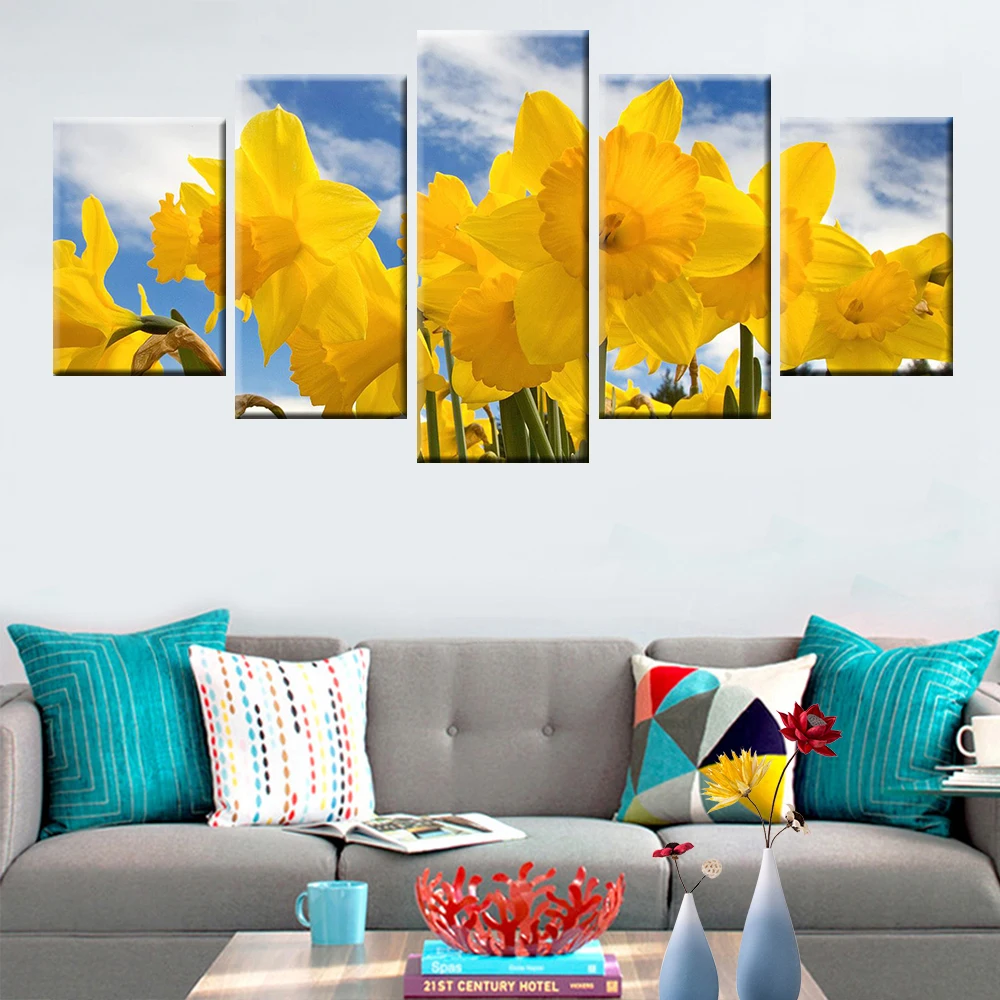 5 шт. Wall Art HD принт желтый цветок холст для живописи украшения дома постер Гостиная