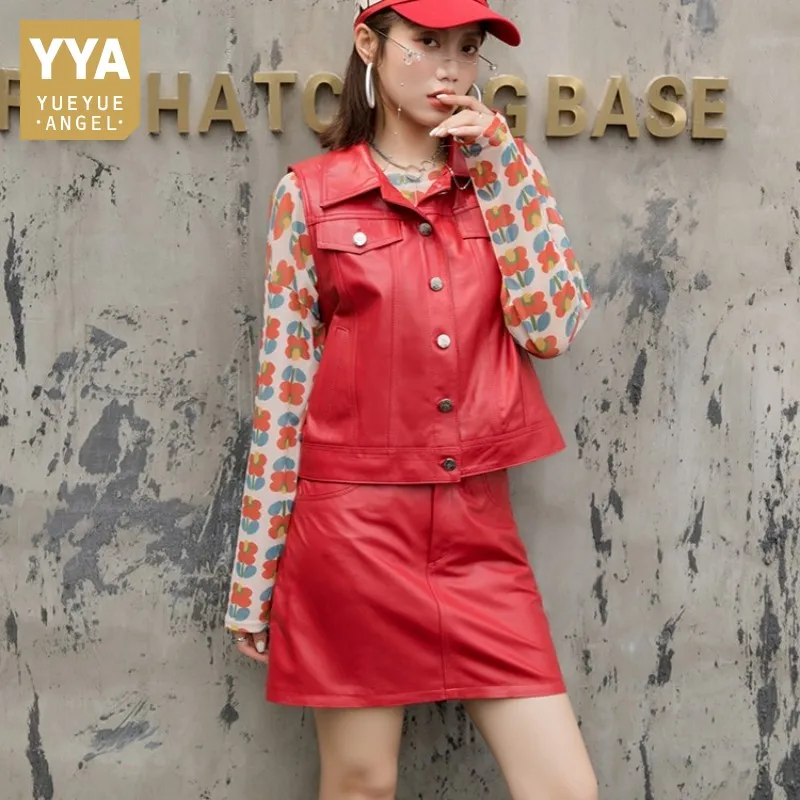 Женский однобортный жилет из натуральной кожи повседневная мотоциклетная