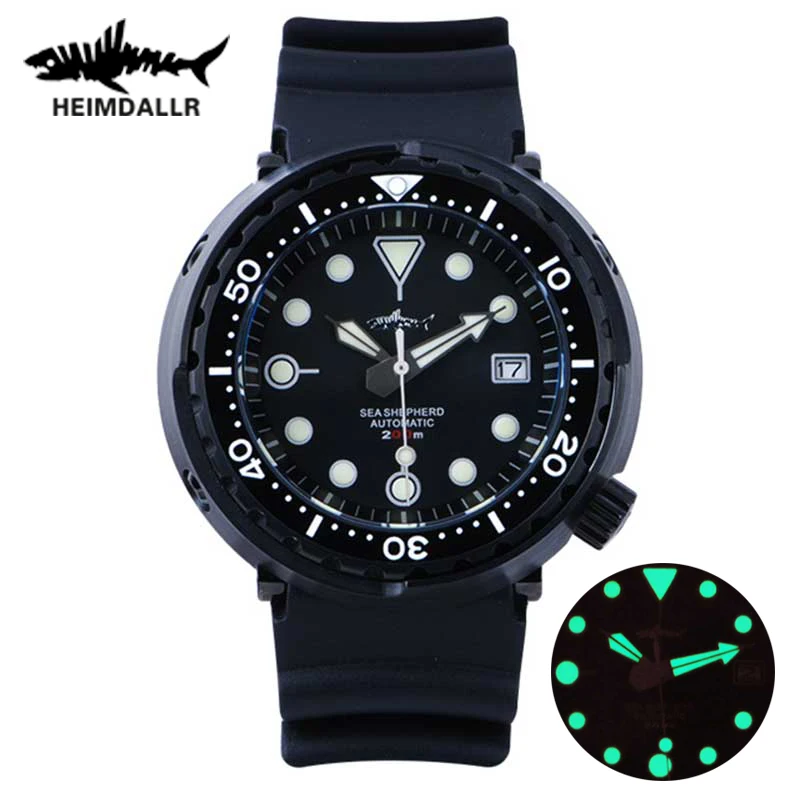 

HEIMDALLR Tuna Steel Dive 200m Automatic Watch Men Sapphire Crystal Japan NH35A Diver Watch C3 Super Luminous 316L Steel Watch