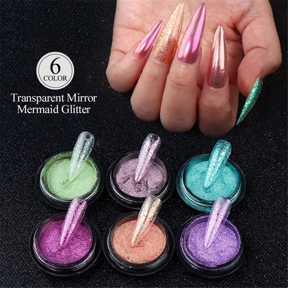 Прозрачный зеркальный перламутровый порошок для ногтей сверкающий красочный