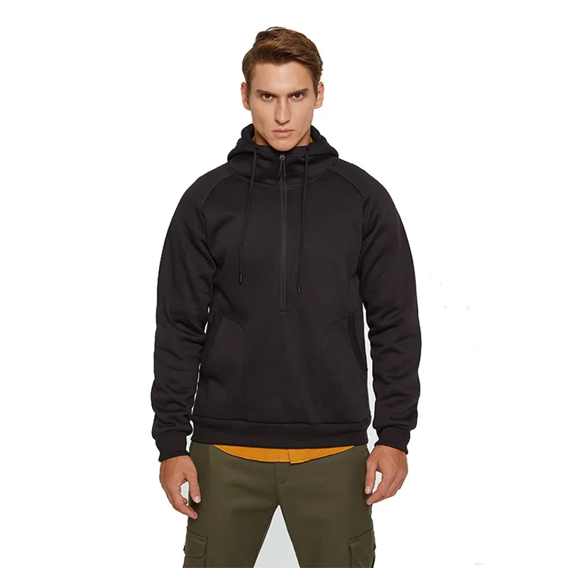 

Long Sleeve Hooded Sweatshirts Men Zipper Pullover Casual Shirt Autumn Multi Color Camouflage Large Pocket Slim Black Hoodie
