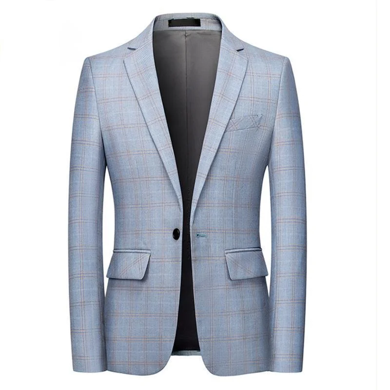 

Pink Plaid Suit Jacket Men 2021 Korean Plaid Suit Blazer Jacket Blue Beige Stripe Plaid Dress Men Plaid Blazer Jackets 6xl
