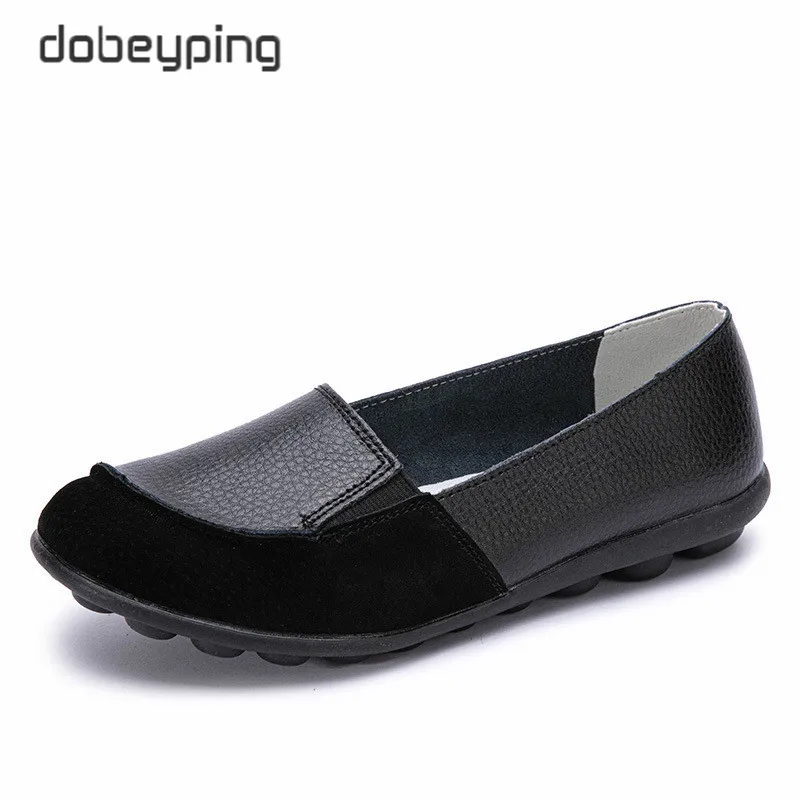 New  Spring Autumn Woman Loafers Casual Moccasin Women Flats Genuine Leather Female Shoes Slip On Women's Shoe Plush Size 35-44