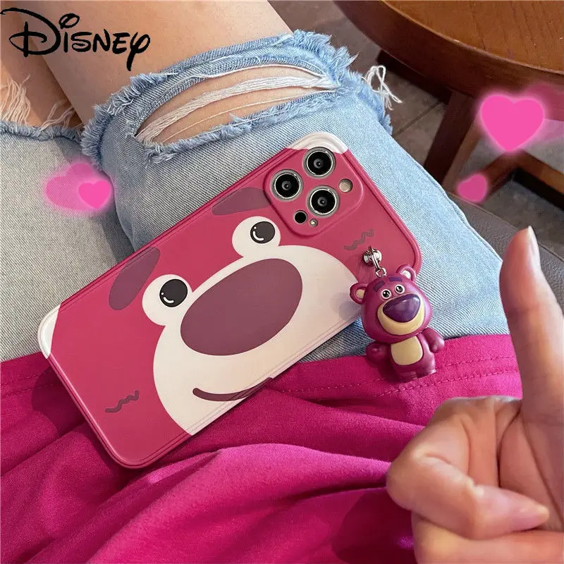 

Disney Strawberry Bear for IPhone 7/8P/X/XR/XS/XSMAX/11/12Pro/12mini Cute Personality Pendant Phone Case