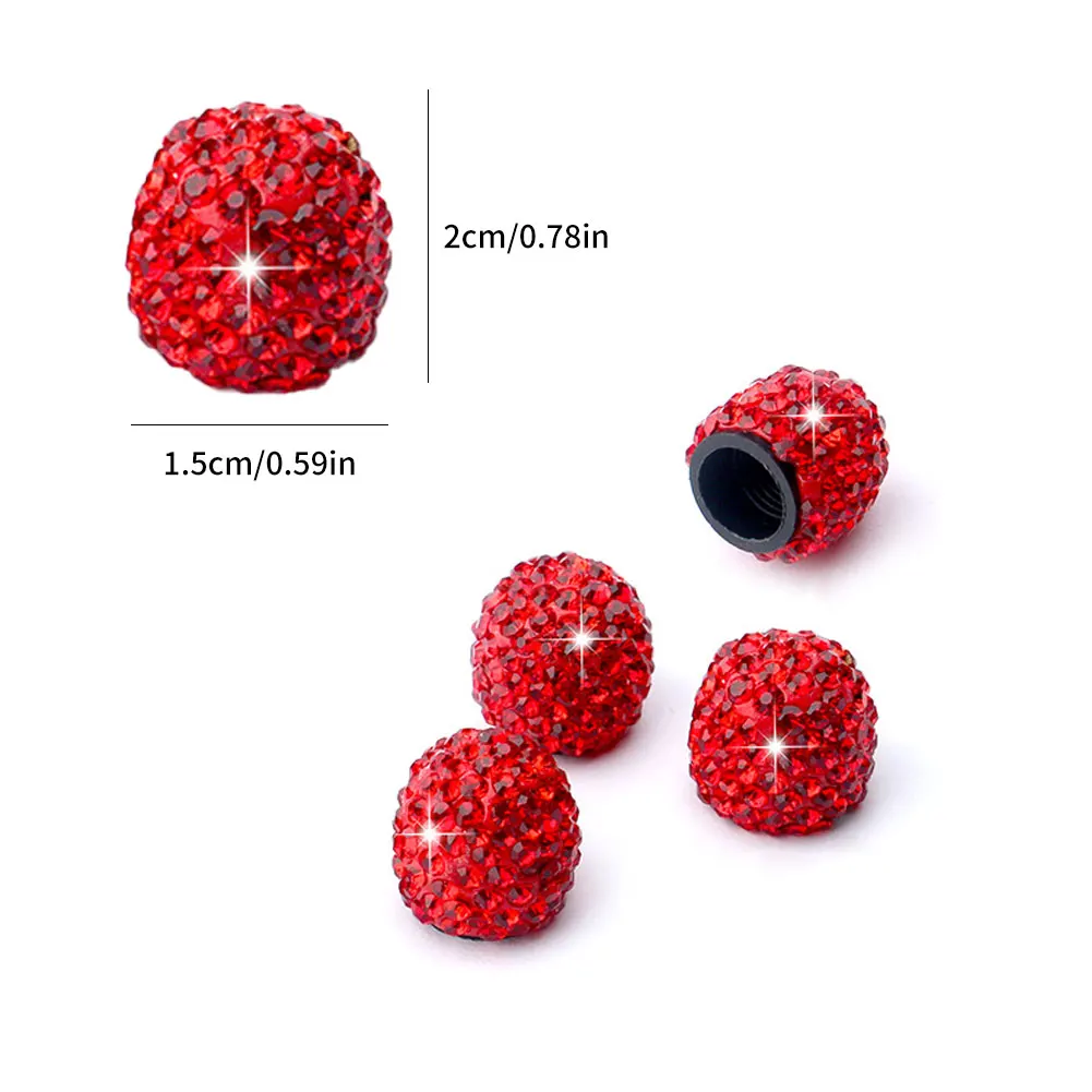 

4 Pcs Car Wheel Valve Caps Tyre Rim Stem Covers Airdust Waterproof For Automobiles Motorcycles Trucks Bikes Diamond-Studded