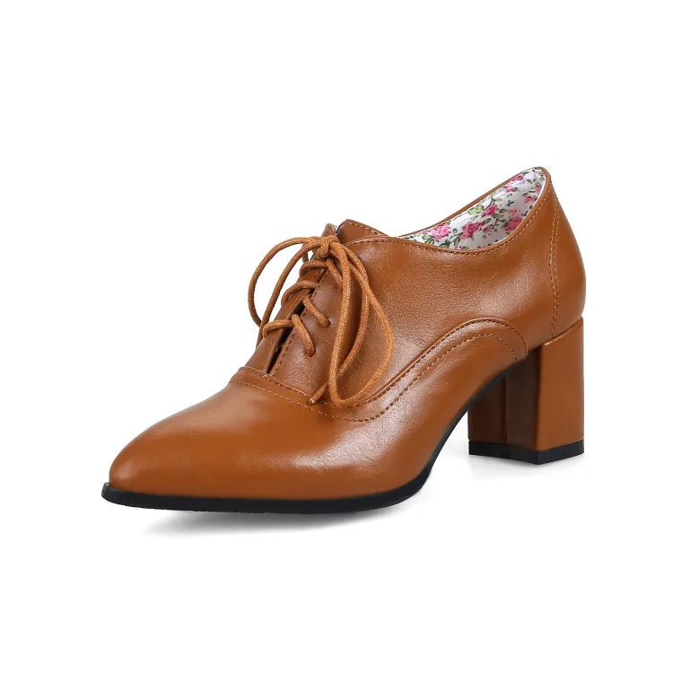 Женские туфли на высоком каблуке лодочки заостренный носок толстый каблук