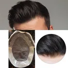 Цвет 1B Прочный моно-основа OQTAGON мужские Сменные волосы Мужская t-система с ПУ кружевной передней частью 6 