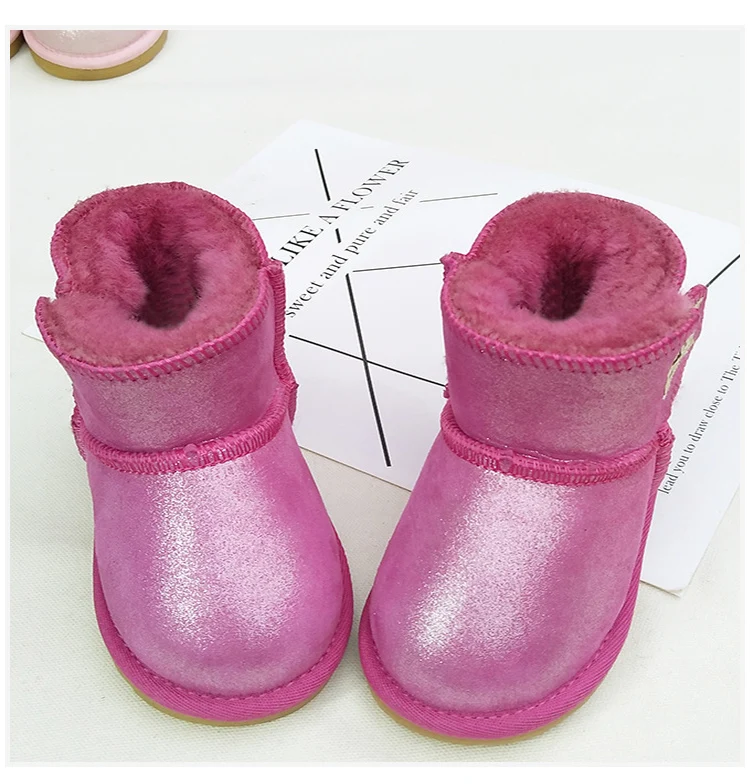 Baby Girls Snow Boots Winter Australia Warm Sheep Skin Leather Fur Baby Botas Waterproof Infant Boot Boys Bootie Shoes Non-slip