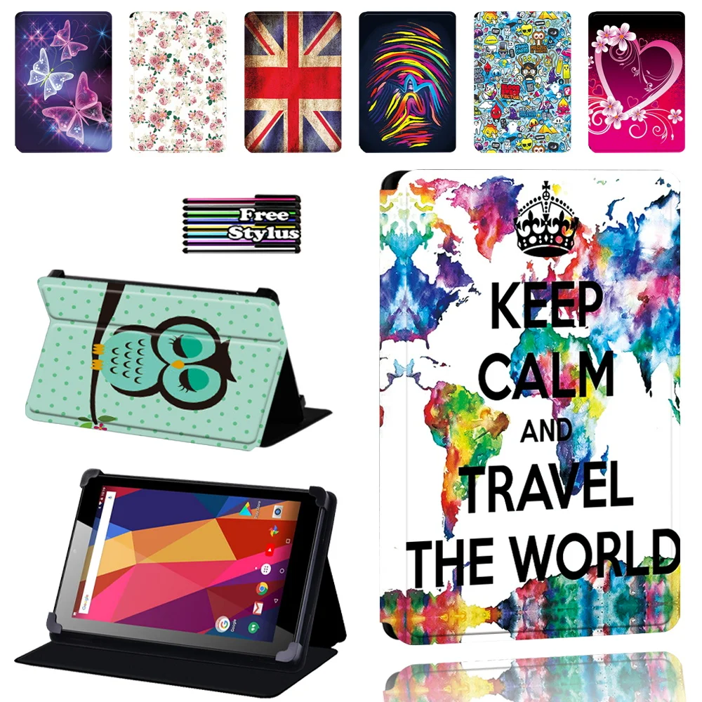 

Чехол-подставка из ПУ кожи для планшета Argos Alba 7 дюймов/8 дюймов/10 дюймов с рисунком + Бесплатный стилус