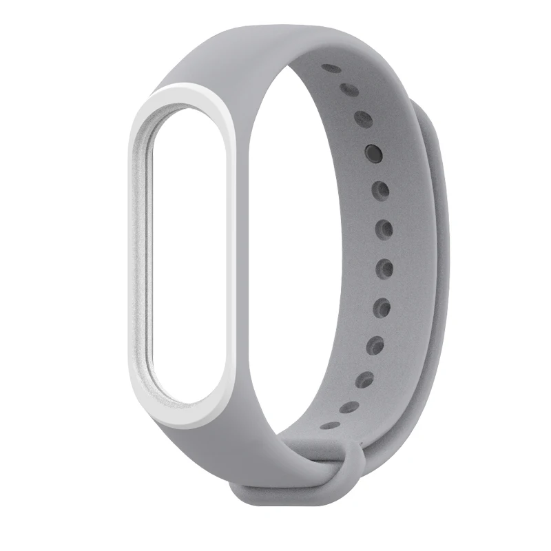 Для Xiaomi mi ремешок 4 ремешок силиконовый браслет для Xiaomi mi 4 аксессуары браслет mi Band 4 замена двойной цвет ремни - Цвет: Gray-white