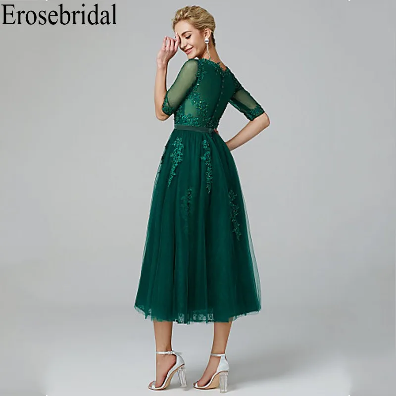 Erosebridal короткое вечернее платье элегантное Деловое платье вечерние платья для женщин отделанное бисером блестящее с Seuqined Половина рукава