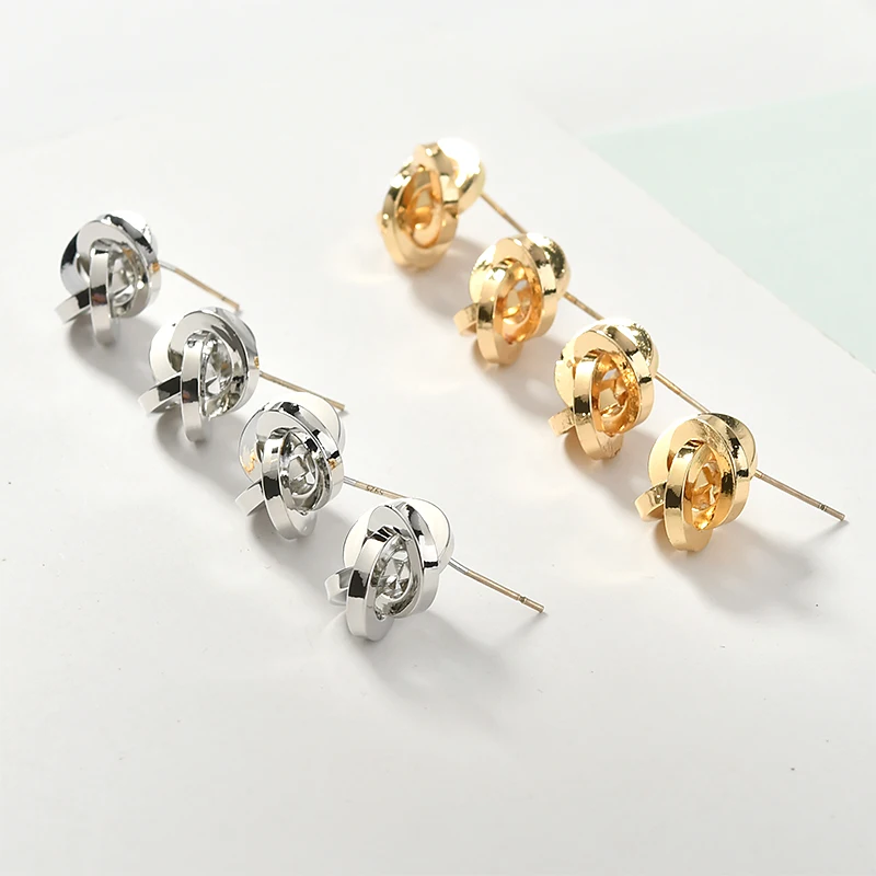 Серьги из меди с покрытием 18 каратного золота и серебра простые геометрические