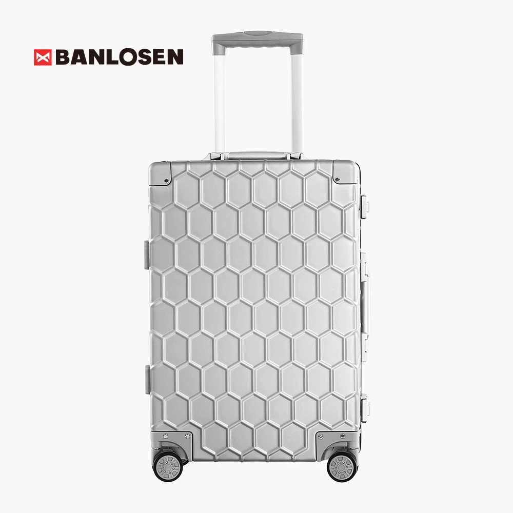 

Banlosen Metal Suitcase Aluminum Alloy LuggageTravel Luggage Carry on Spinner wheel TSA Unlock Silver 20 Inch New Arrival Grey