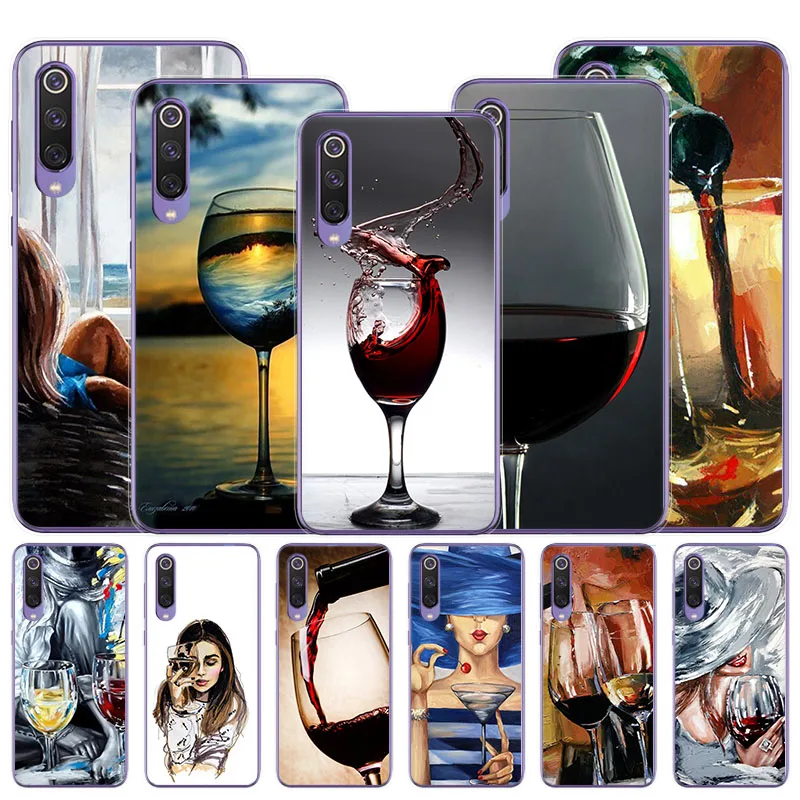 

Red Wine Girl Art Phone Case for Xiaomi Mi 11 10 10T Pro 9 SE Note10 Lite POCO X3 X2 M3 F1 F2 F3 Transparent TPU Soft Back Cover