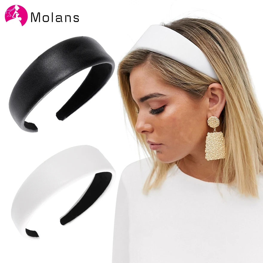 Женский ободок из искусственной кожи MOLANS простой шириной 4 см модные широкие