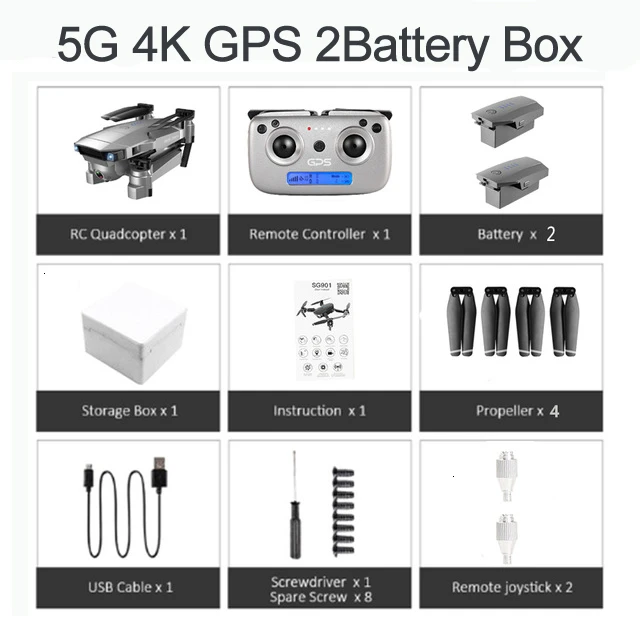 5G 4K GPS 2B BOX ZLRC SG907 RC gps Дрон с 5G WiFi 90 ° Электрическая регулировка 4K камера следуем за мной Квадрокоптер складной Квадрокоптер VS S167 E520S - Цвет: 5G 4K GPS 2B BOX