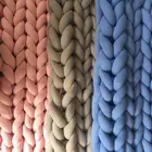 2x2 м одеяло крупной ручной вязки, большое мягкое теплое зимнее одеяло для кровати, дивана, толстая пряжа, шерсть мериноса, объемное вязаное одеяло