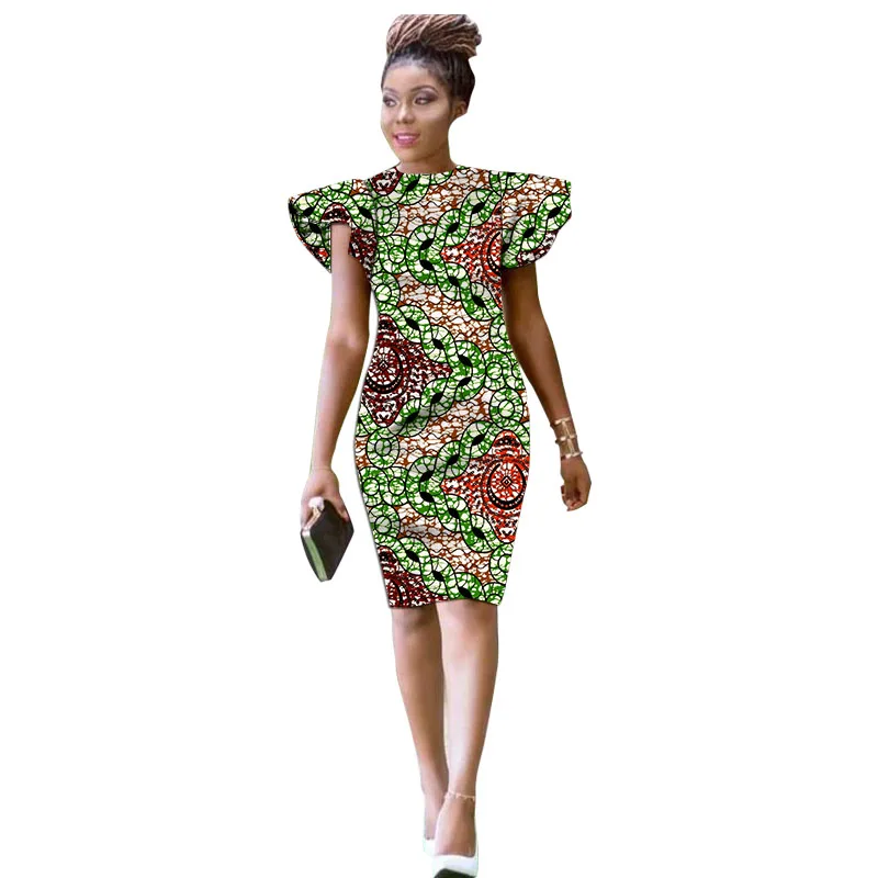 

African Fashion Women Ankara Outfits Dashiki Print Dress Knee Length Wedding/Party Garment For Ladies