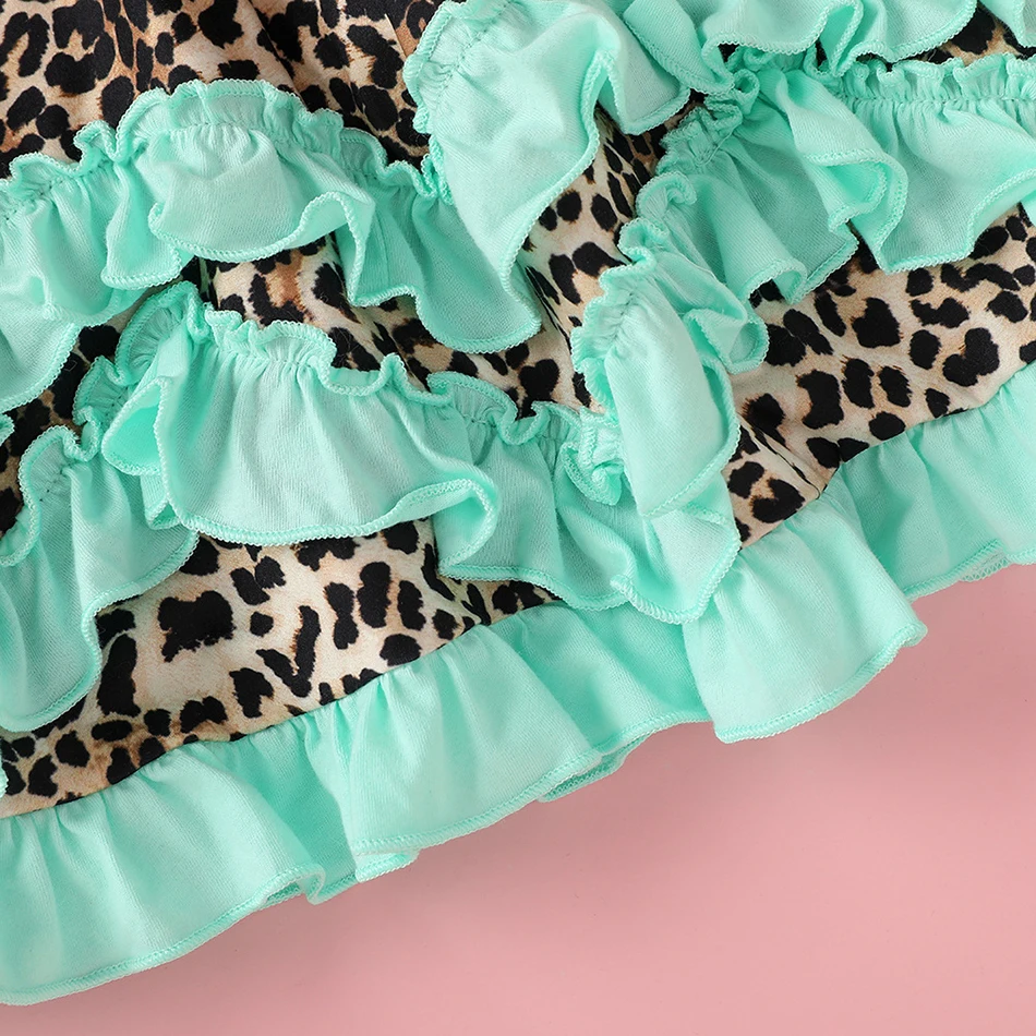 

Kids Girl Leopard Ruffle Dress Baby Long Summer Beach Princess Tutu Clothings for Age 9M-4Y