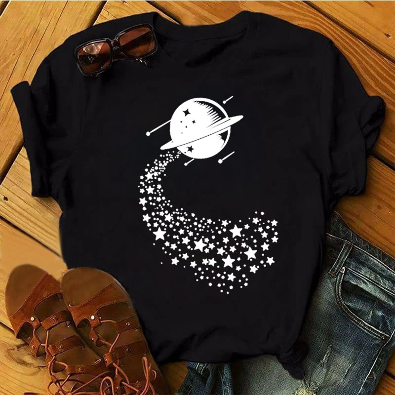 

Женский топ ZOGANKIN Moon Star, Женская Повседневная модная футболка, Новая женская футболка с принтом звезд, модные женские топы с круглым вырезом